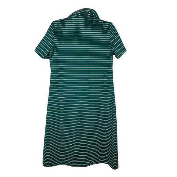 Vintage One Way Striped Dress 14 Green Retro Mod Classic Chic Preppy Active 70s - Picture 2 of 10